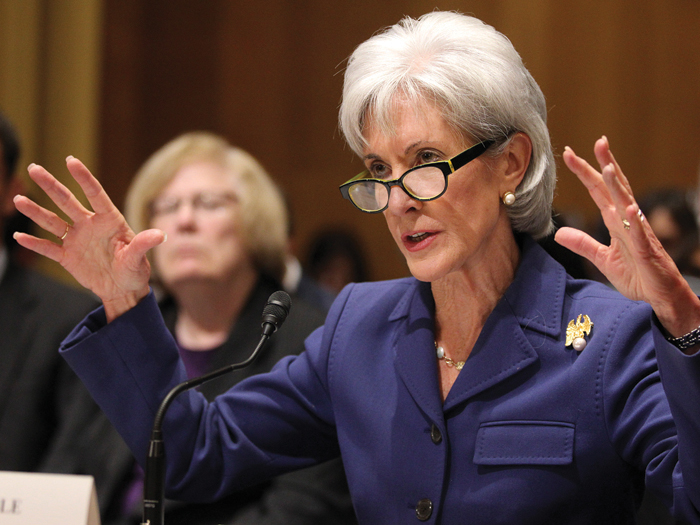 HHS Secretary Sebelius testifies before Senate Finance Committee hearing about "Obamacare" on Capitol Hill in Washington
