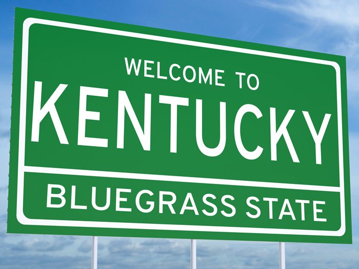 Welcome to Kentucky state road sign
